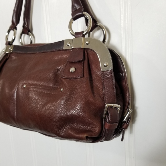 B. Makowsky Handbag Womens Brown Leather Satchel Shoulder Bag Purse Double Strap - Picture 7 of 16